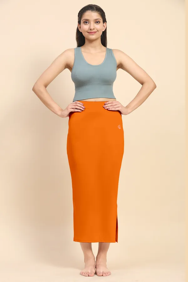 DarkOrange_Polyester_Spandex_Stretchable_Straight_Saree_Shapewear_Petticoat_for_Women