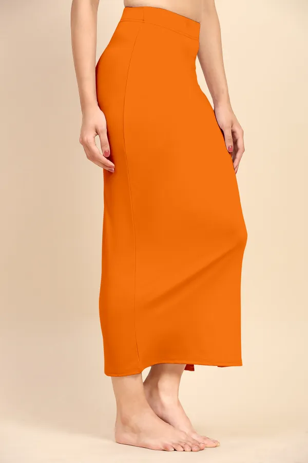 DarkOrange_Polyester_Spandex_Stretchable_Straight_Saree_Shapewear_Petticoat_for_Women