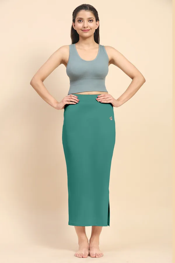 LightGreen_Polyester_Spandex_Stretchable_Straight_Saree_Shapewear_Petticoat_for_Women