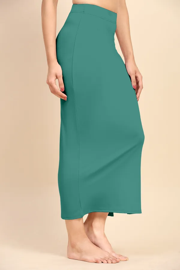 LightGreen_Polyester_Spandex_Stretchable_Straight_Saree_Shapewear_Petticoat_for_Women