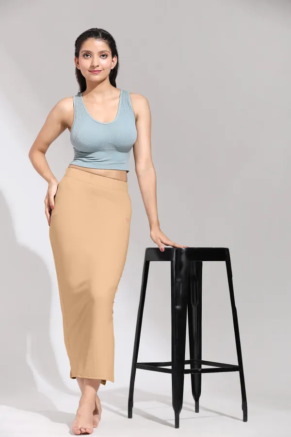 LightPeach_Polyester_Spandex_Stretchable_Straight_Saree_Shapewear_Petticoat_for_Women