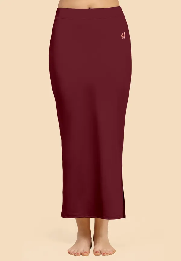 Maroon_Polyester_Spandex_Stretchable_Straight_Saree_Shapewear_Petticoat_for_Women