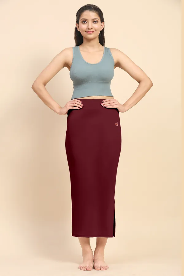 Maroon_Polyester_Spandex_Stretchable_Straight_Saree_Shapewear_Petticoat_for_Women