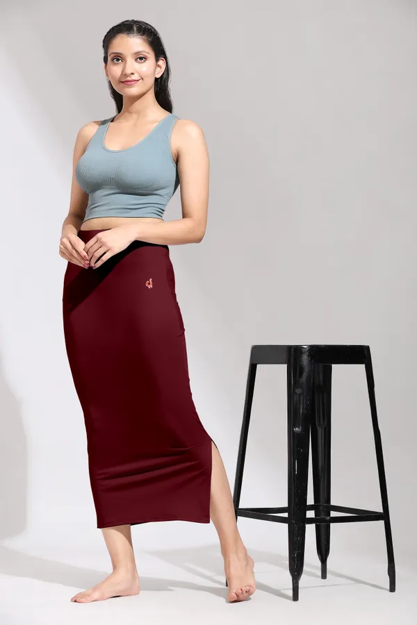 Maroon_Polyester_Spandex_Stretchable_Straight_Saree_Shapewear_Petticoat_for_Women