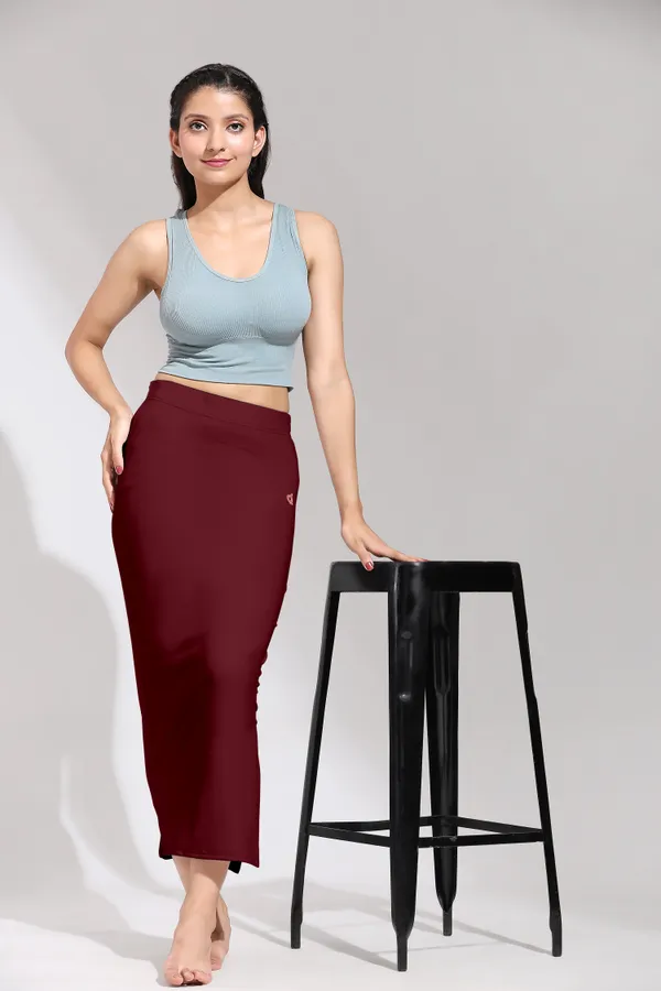 Maroon_Polyester_Spandex_Stretchable_Straight_Saree_Shapewear_Petticoat_for_Women