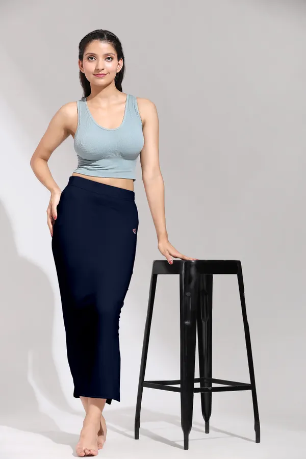 NavyBlue_Polyester_Spandex_Stretchable_Straight_Saree_Shapewear_Petticoat_for_Women