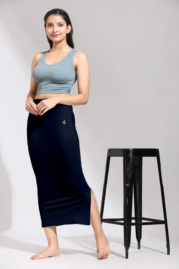NavyBlue_Polyester_Spandex_Stretchable_Straight_Saree_Shapewear_Petticoat_for_Women