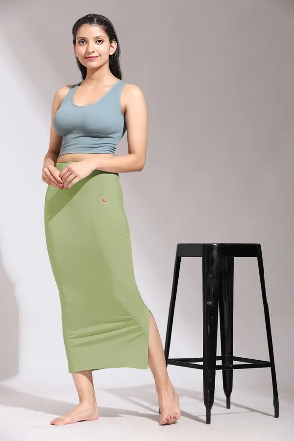 OliveGreen_Polyester_Spandex_Stretchable_Straight_Saree_Shapewear_Petticoat_for_Women
