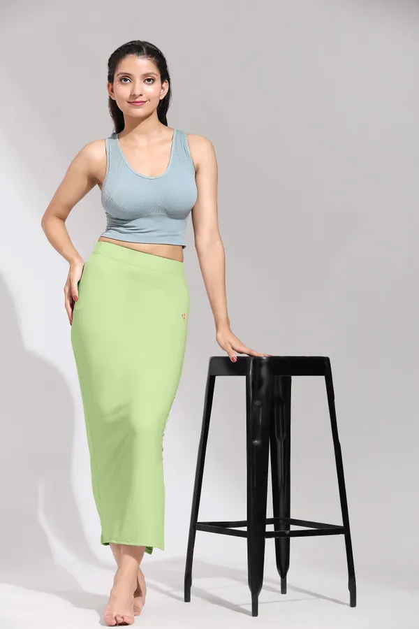 PaleGreen_Polyester_Spandex_Stretchable_Straight_Saree_Shapewear_Petticoat_for_Women