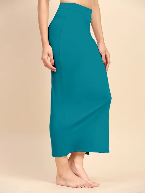 PeacockGreen_Polyester_Spandex_Stretchable_Straight_Saree_Shapewear_Petticoat_for_Women