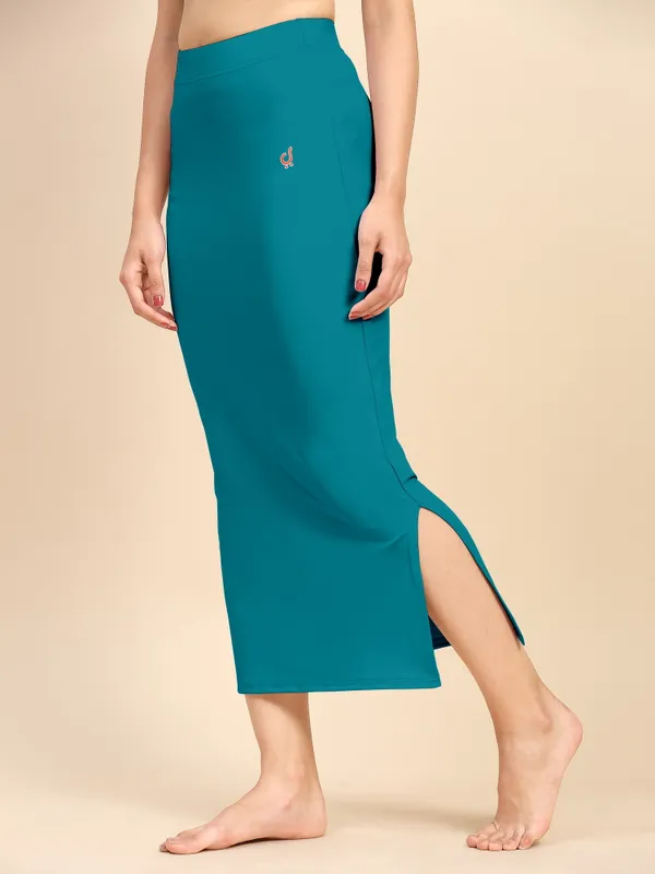 PeacockGreen_Polyester_Spandex_Stretchable_Straight_Saree_Shapewear_Petticoat_for_Women