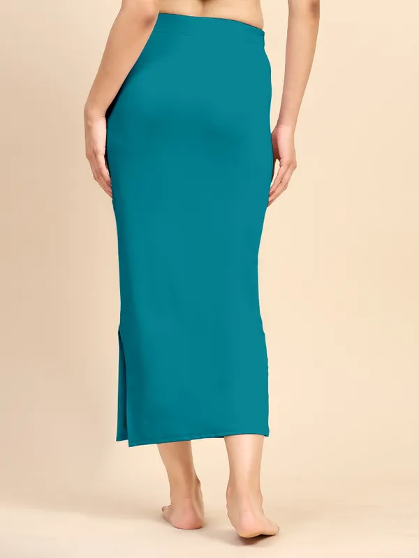 PeacockGreen_Polyester_Spandex_Stretchable_Straight_Saree_Shapewear_Petticoat_for_Women