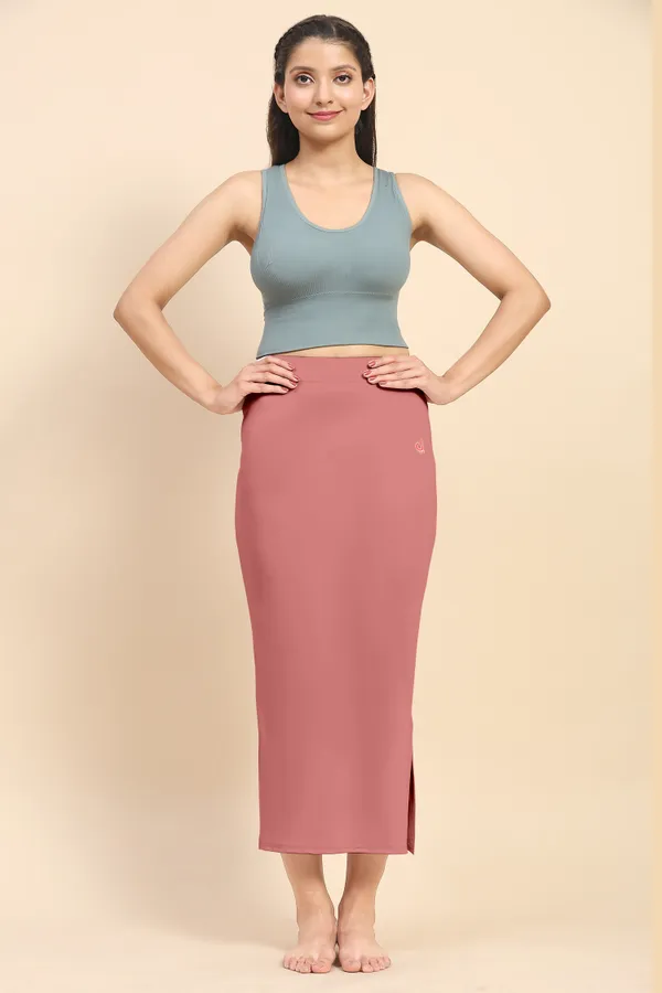 SalmonPink_Polyester_Spandex_Stretchable_Straight_Saree_Shapewear_Petticoat_for_Women