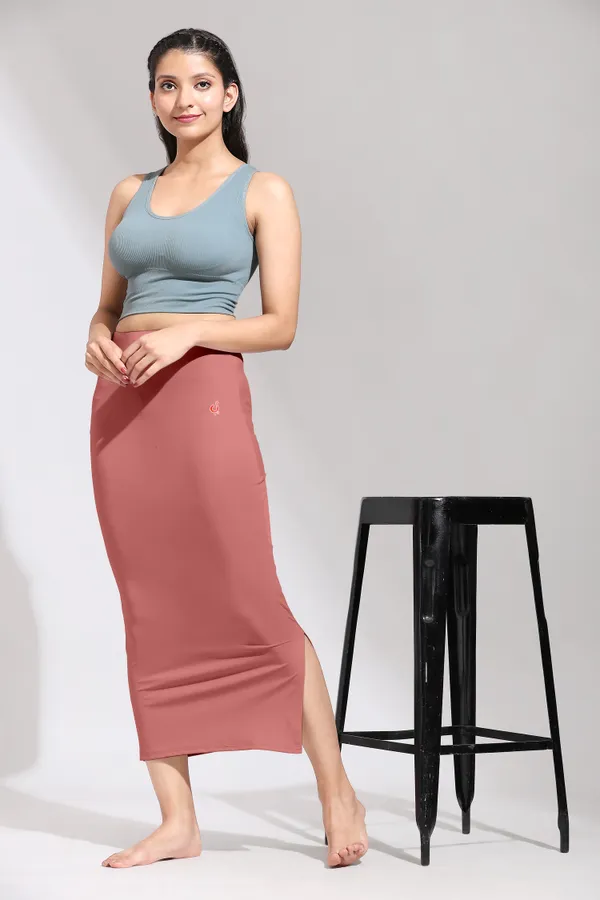 SalmonPink_Polyester_Spandex_Stretchable_Straight_Saree_Shapewear_Petticoat_for_Women