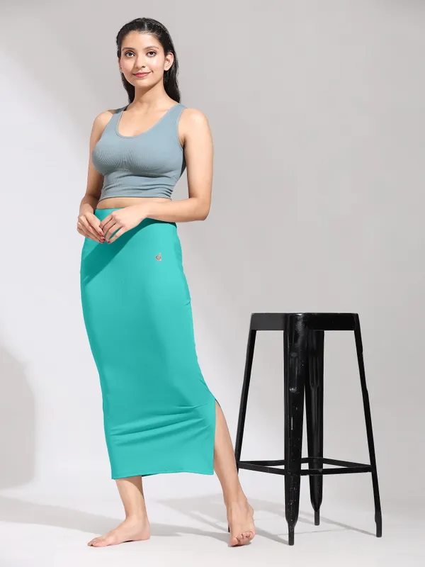 SeaGreen_Polyester_Spandex_Stretchable_Straight_Saree_Shapewear_Petticoat_for_Women