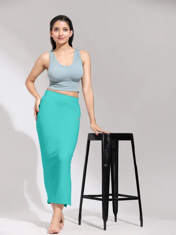 SeaGreen_Polyester_Spandex_Stretchable_Straight_Saree_Shapewear_Petticoat_for_Women