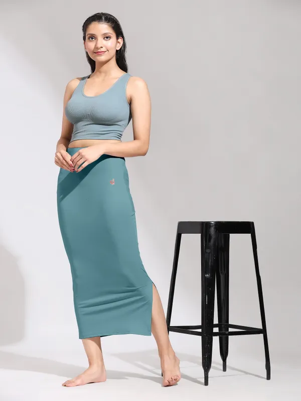 Teal_Polyester_Spandex_Stretchable_Straight_Saree_Shapewear_Petticoat_for_Women