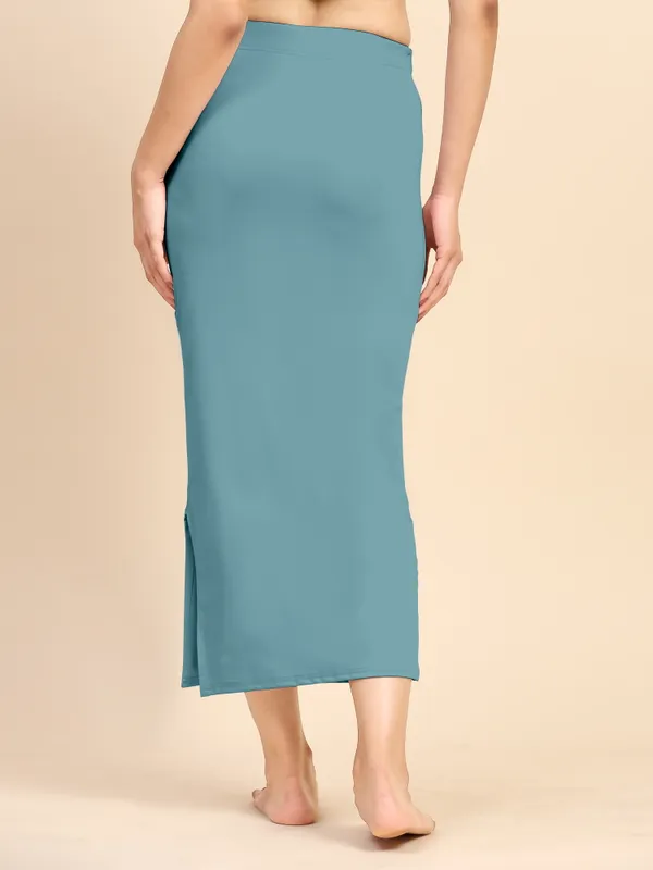 Teal_Polyester_Spandex_Stretchable_Straight_Saree_Shapewear_Petticoat_for_Women