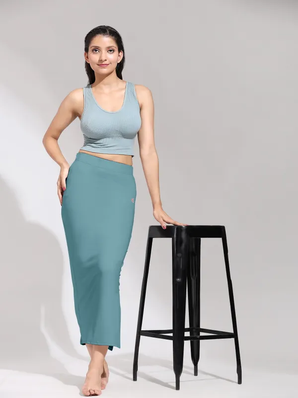 Teal_Polyester_Spandex_Stretchable_Straight_Saree_Shapewear_Petticoat_for_Women