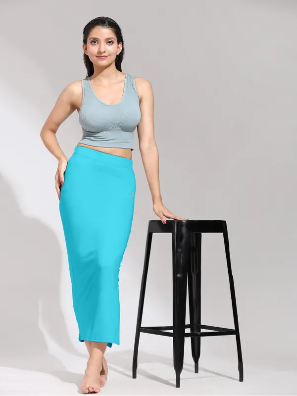 Turquoise_Polyester_Spandex_Stretchable_Straight_Saree_Shapewear_Petticoat_for_Women