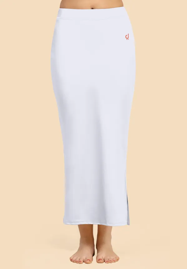 White_Polyester_Spandex_Stretchable_Straight_Saree_Shapewear_Petticoat_for_Women