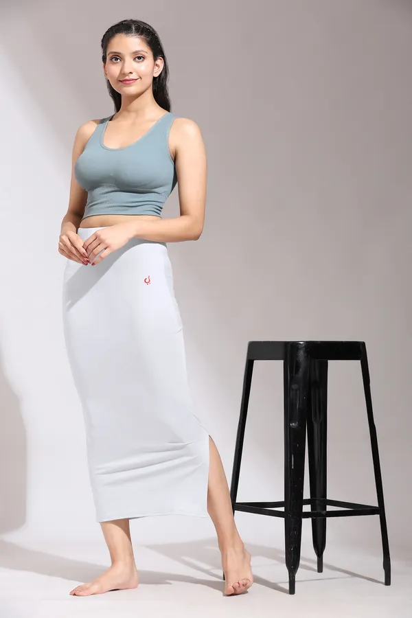 White_Polyester_Spandex_Stretchable_Straight_Saree_Shapewear_Petticoat_for_Women