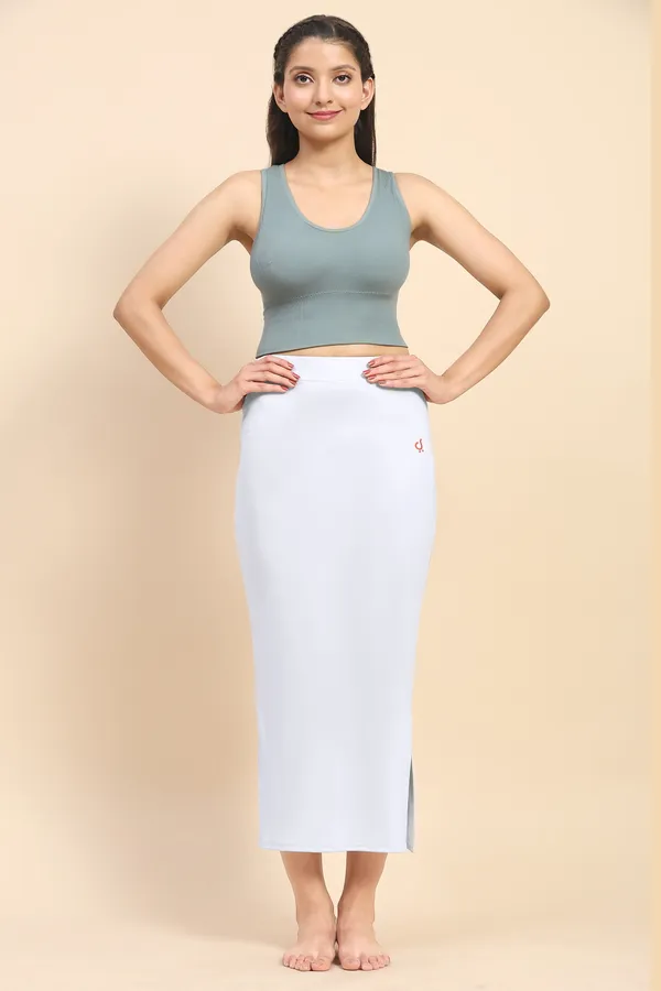 White_Polyester_Spandex_Stretchable_Straight_Saree_Shapewear_Petticoat_for_Women