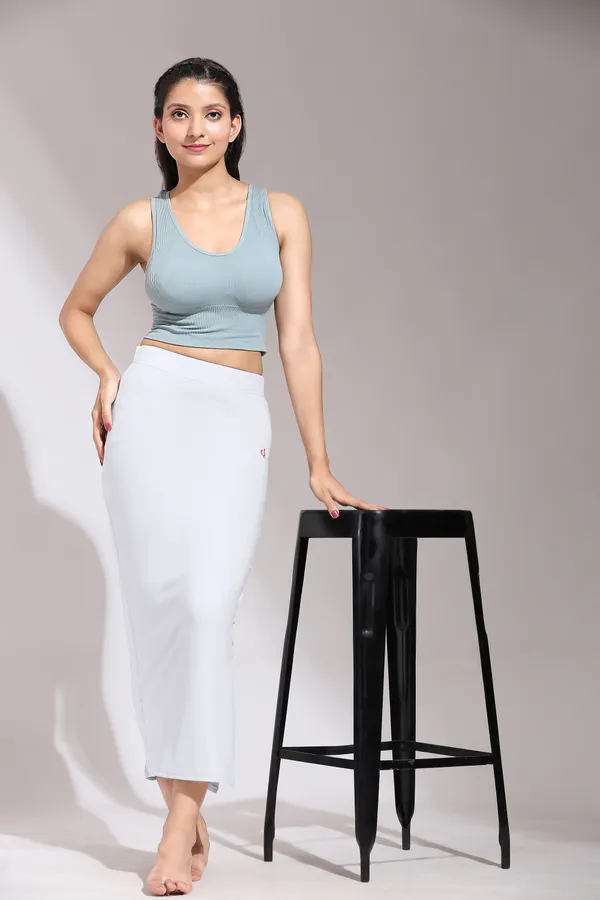 White_Polyester_Spandex_Stretchable_Straight_Saree_Shapewear_Petticoat_for_Women