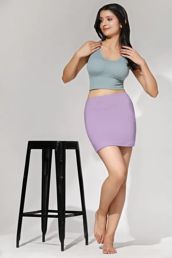 Pale_Purple_High_Waist_Stretch_Mini_Skirt_for_Women_|_Soft_&_Body_Fit