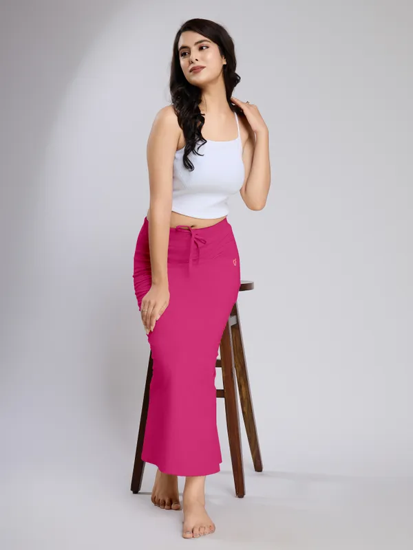 Pink_Cotton_Saree_Shapewear_Petticoat_�_Stretchable_Mermaid_Fit,_Drawstring_Waist