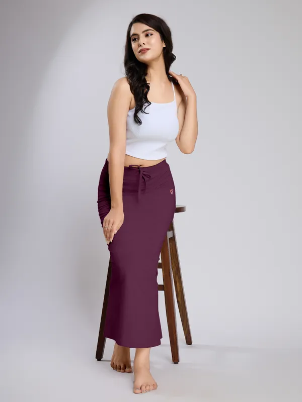Purple_Cotton_Saree_Shapewear_Petticoat_�_Stretchable_Mermaid_Fit,_Drawstring_Waist