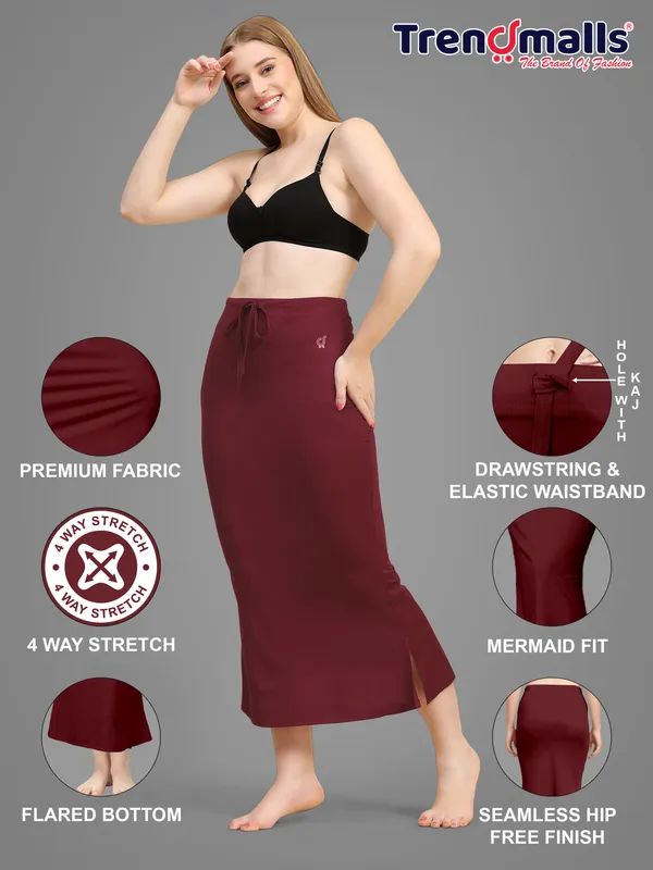 Maroon_Stretch_Mermaid_Skirt_for_Women