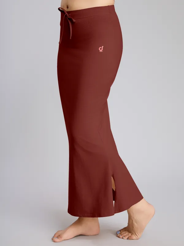 Red_Cotton_Saree_Shapewear_Petticoat_�_Stretchable_Mermaid_Fit,_Drawstring_Waist