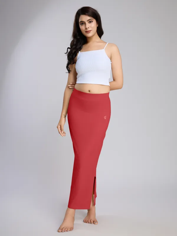 Red_Cotton_Saree_Shapewear_Petticoat_�_Stretchable_Straight_Fit,_Drawstring_Waist