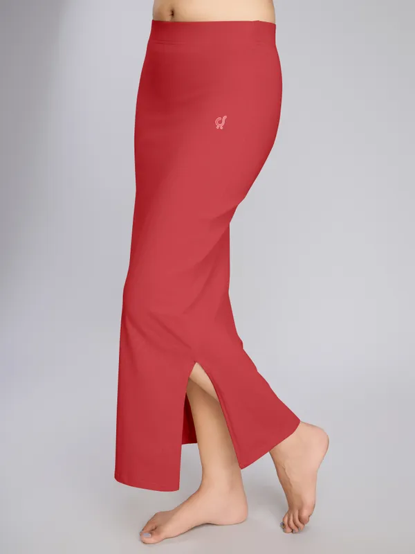 Red_Cotton_Saree_Shapewear_Petticoat_�_Stretchable_Straight_Fit,_Drawstring_Waist