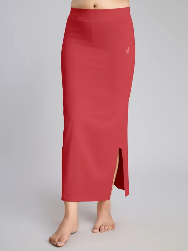 Red_Cotton_Saree_Shapewear_Petticoat_�_Stretchable_Straight_Fit,_Drawstring_Waist
