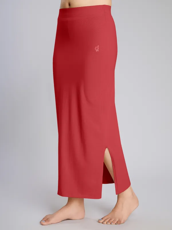 Red_Cotton_Saree_Shapewear_Petticoat_�_Stretchable_Straight_Fit,_Drawstring_Waist