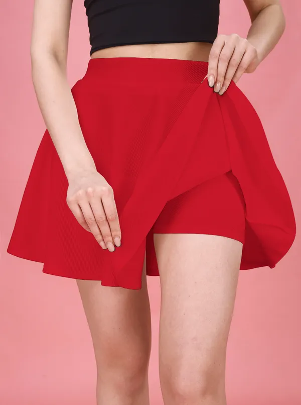 Red_Flared_Skater_Mini_Skirt_with_Inner_Shorts_�_Stretchable,_High_Waist_&_Comfortable_Fit