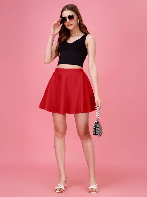 Red_Flared_Skater_Mini_Skirt_with_Inner_Shorts_�_Stretchable,_High_Waist_&_Comfortable_Fit