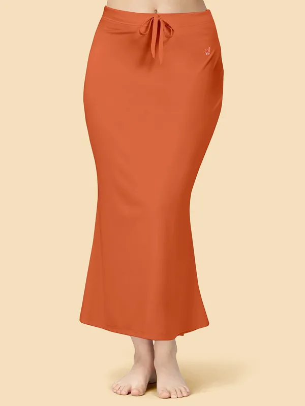 Dustty_Orange_Fitted_Flared_Midi_Skirt_For_Women