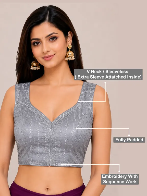Silver_Dhupion_Silk_Embroidery_Sequence_Work_Blouse_Choli_Stylish_Saree_Blouse_Ready_to_Wear