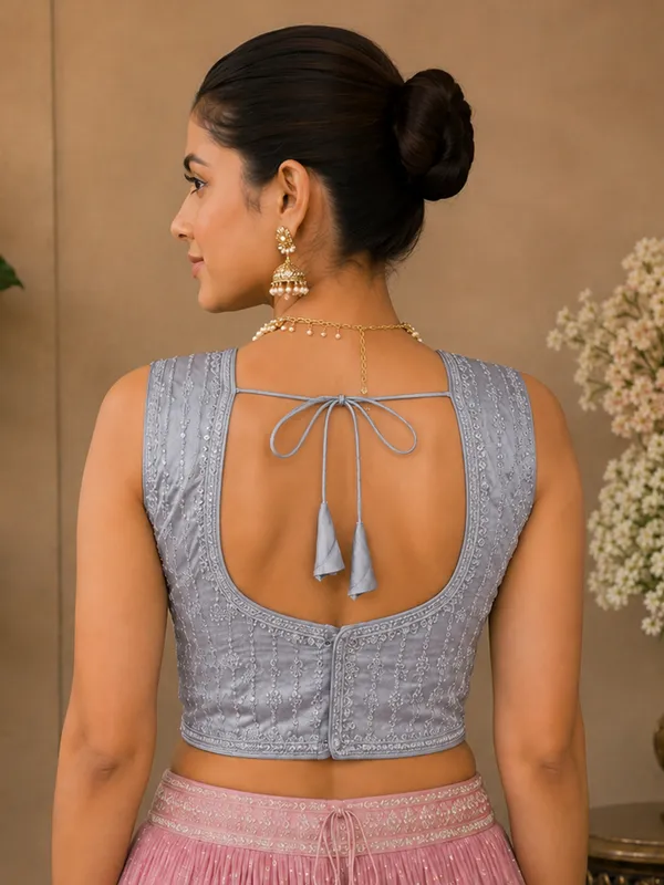 Silver_Dhupion_Silk_Embroidery_Sequence_Work_Blouse_Choli_Stylish_Saree_Blouse_Ready_to_Wear