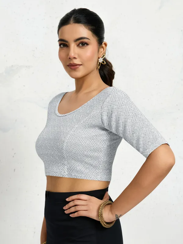 Silver_Polyester_Elastane_Zari_Stretchable_Ready_to_Wear_Blouse_for_women