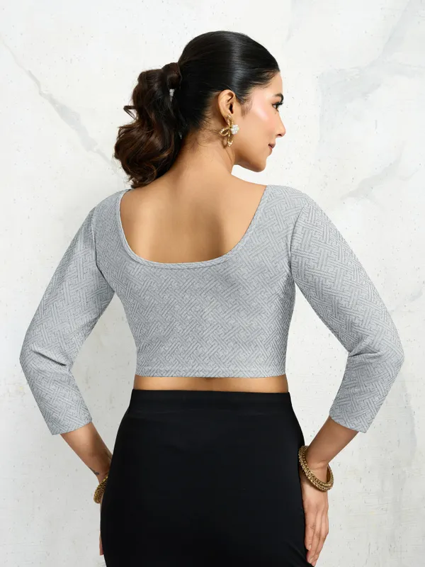 Silver_Polyester_Elastane_Zari_Stretchable_Ready_to_Wear_Blouse_for_women