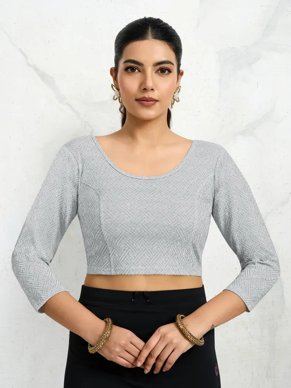Silver_Polyester_Elastane_Zari_Stretchable_Ready_to_Wear_Blouse_for_women