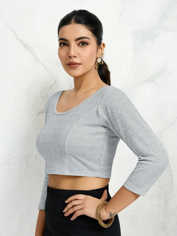 Silver_Polyester_Elastane_Zari_Stretchable_Ready_to_Wear_Blouse_for_women