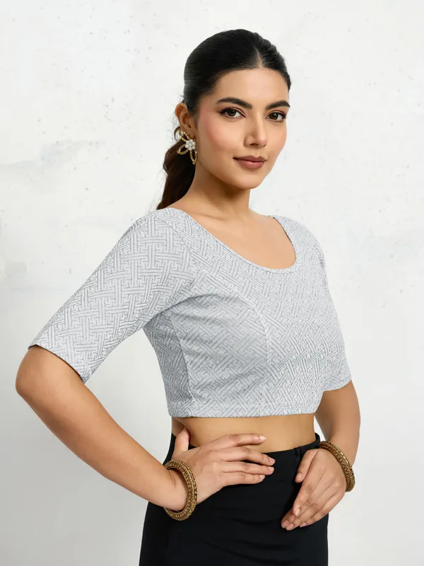 Silver_Polyester_Elastane_Zari_Stretchable_Ready_to_Wear_Blouse_for_women
