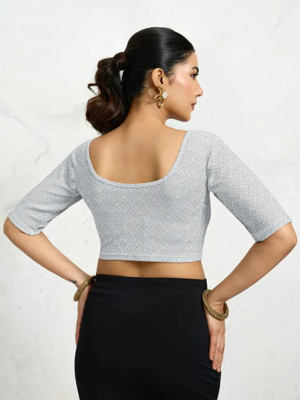 Silver_Polyester_Elastane_Zari_Stretchable_Ready_to_Wear_Blouse_for_women