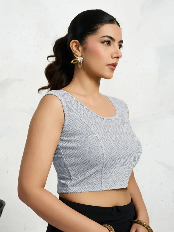 Silver_Polyester_Elastane_Zari_Stretchable_Sleeveless_Ready_to_Wear_blouse_for_women