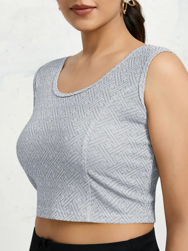 Silver_Polyester_Elastane_Zari_Stretchable_Sleeveless_Ready_to_Wear_blouse_for_women